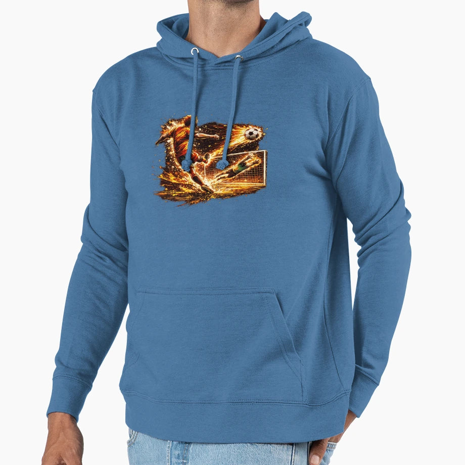 Soccer Goal Shot Action Football Hoodie - Custom Art Print for Adults - T-Shirt, Sweatshirt, Hoodie