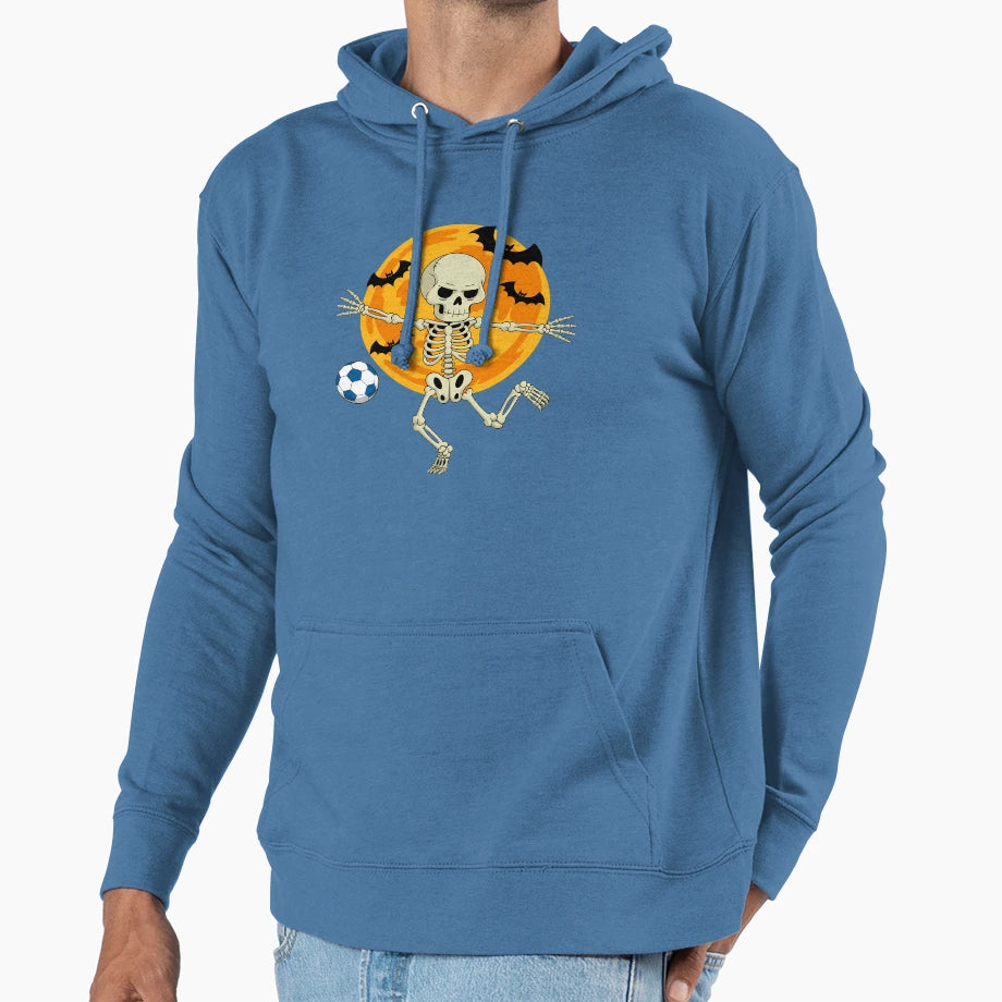 Soccer Skeleton Halloween Soccer Hoodie - Aesthetic Graphic for Adults - T-Shirt, Sweatshirt, Hoodie