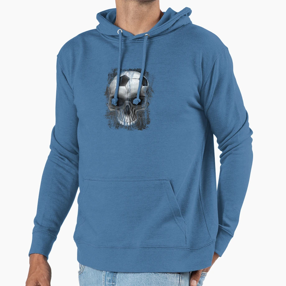 Football Soccer Skull Hoodie - Aesthetic Graphic Unisex - T-Shirt, Sweatshirt, Hoodie