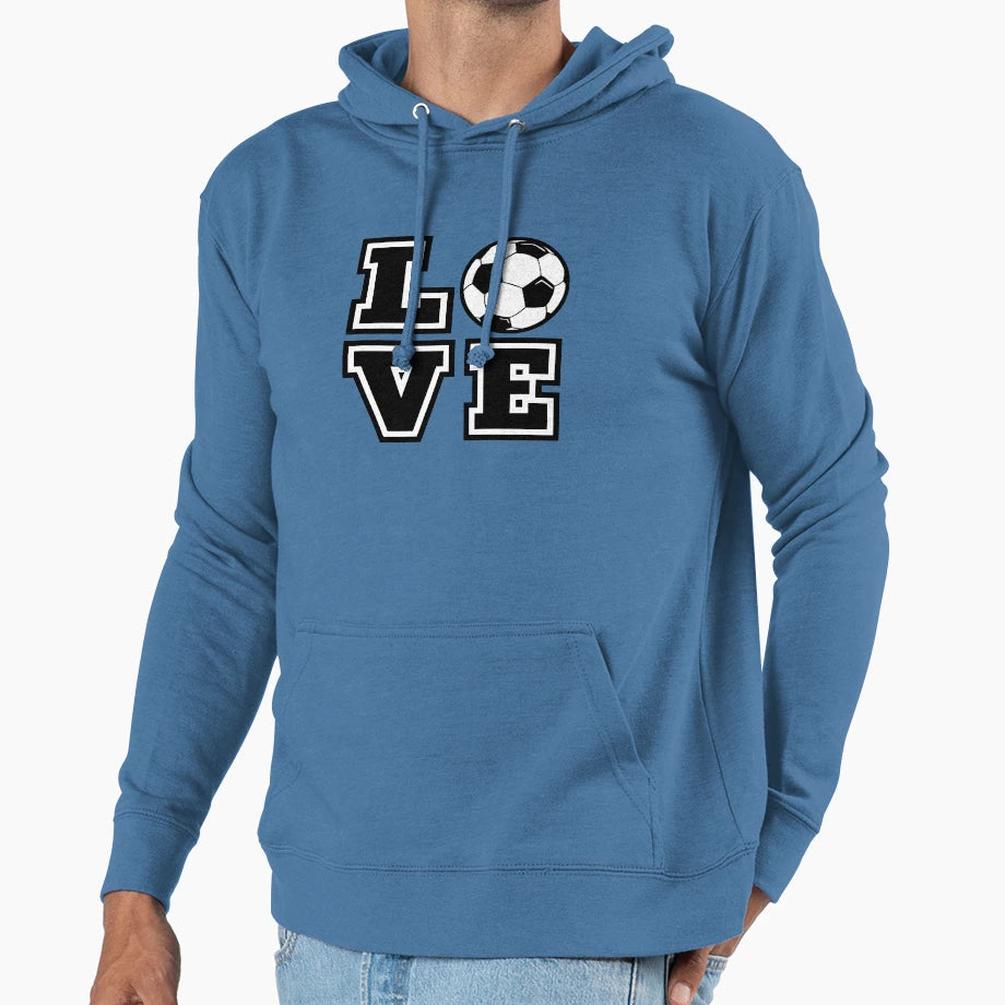 Love Soccer Funny Sports Hoodie - Custom Art Print for Adults - T-Shirt, Sweatshirt, Hoodie