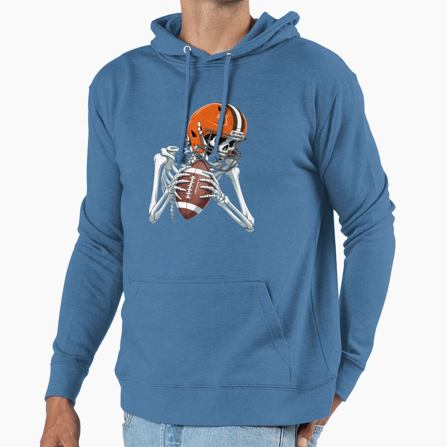Skeleton Football Halloween Funny Hoodie - Streetwear Style for Adults - T-Shirt, Sweatshirt, Hoodie