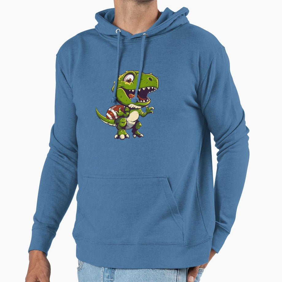 Dino Football Hoodie - Unique Graphic Unisex - T-Shirt, Sweatshirt, Hoodie