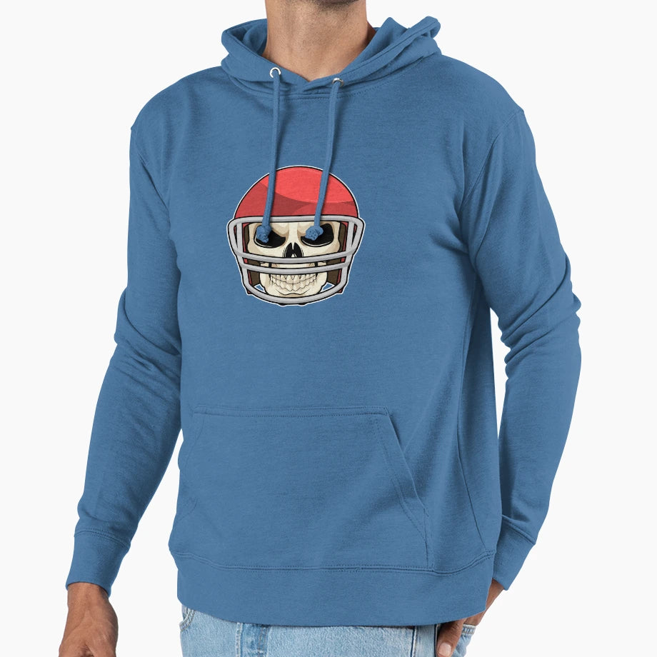 Skull Football Helmet Hoodie - Novelty Apparel Men Women - T-Shirt, Sweatshirt, Hoodie