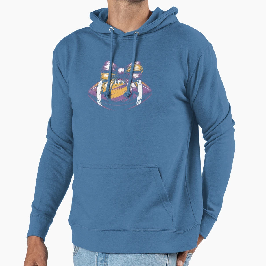 Purple Yellow Gold Football Coquette Hoodie - Fun Novelty Design Men Women - T-Shirt, Sweatshirt, Hoodie