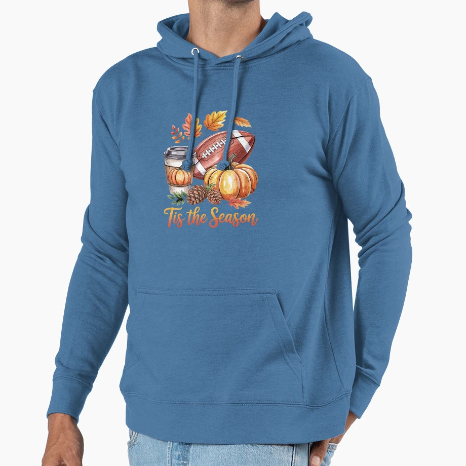Tis Season Football Fall Season Hoodie - Minimalist Print for Adults - T-Shirt, Sweatshirt, Hoodie