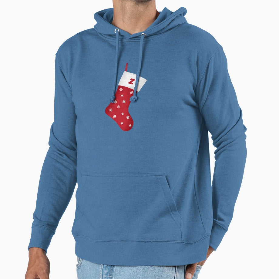 Letter Z Festive Stocking Hoodie - Novelty Apparel Men Women - T-Shirt, Sweatshirt, Hoodie