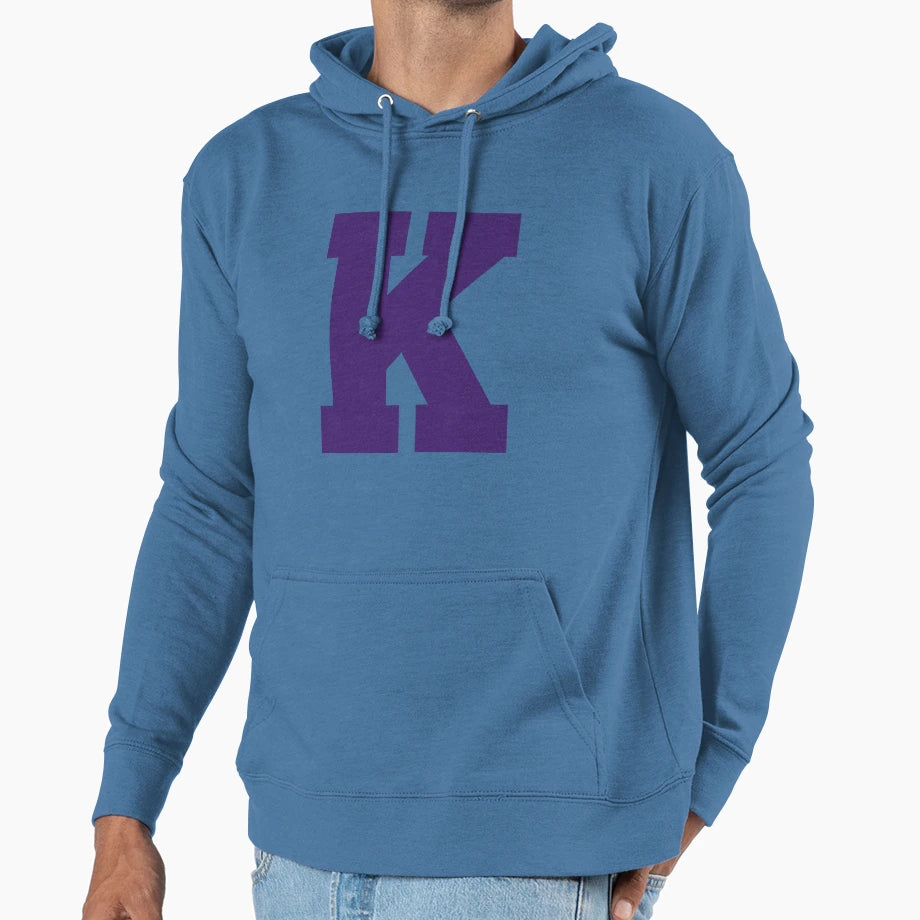 Alphabet Purple K Sports Letter K Hoodie - Unique Graphic Men Women - T-Shirt, Sweatshirt, Hoodie