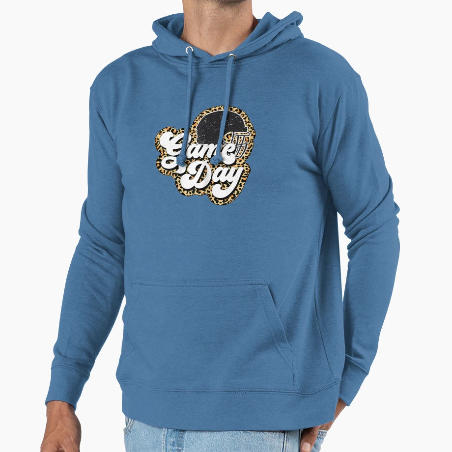 Football Game Day Leopard Helmet Ball Sport Hoodie - Trendy Graphic Unisex - T-Shirt, Sweatshirt, Hoodie
