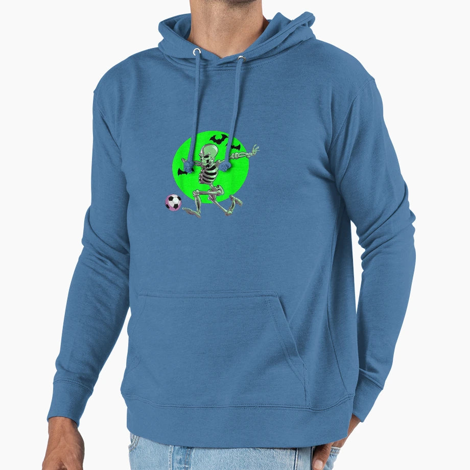 Soccer Skeleton Halloween Soccer Player Hoodie - Unique Graphic for Adults - T-Shirt, Sweatshirt, Hoodie