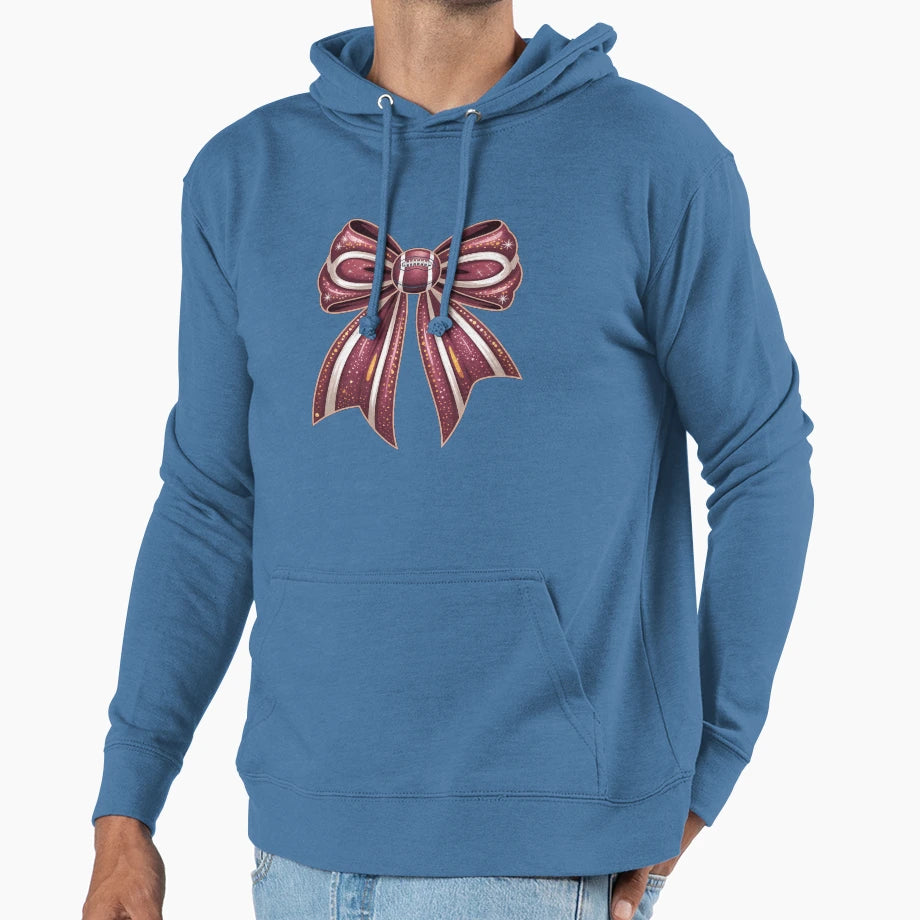 Coquette Bow Cheer American Football Game Hoodie - Trendy Graphic Unisex - T-Shirt, Sweatshirt, Hoodie
