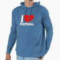 I Love Football Red Heart Football Hoodie - Custom Art Print for Adults - T-Shirt, Sweatshirt, Hoodie