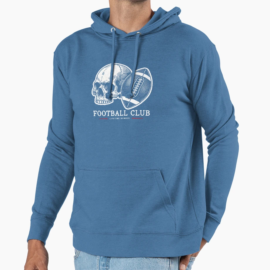 Football Skull Football Club Hoodie - Casual Everyday Wear Men Women - T-Shirt, Sweatshirt, Hoodie