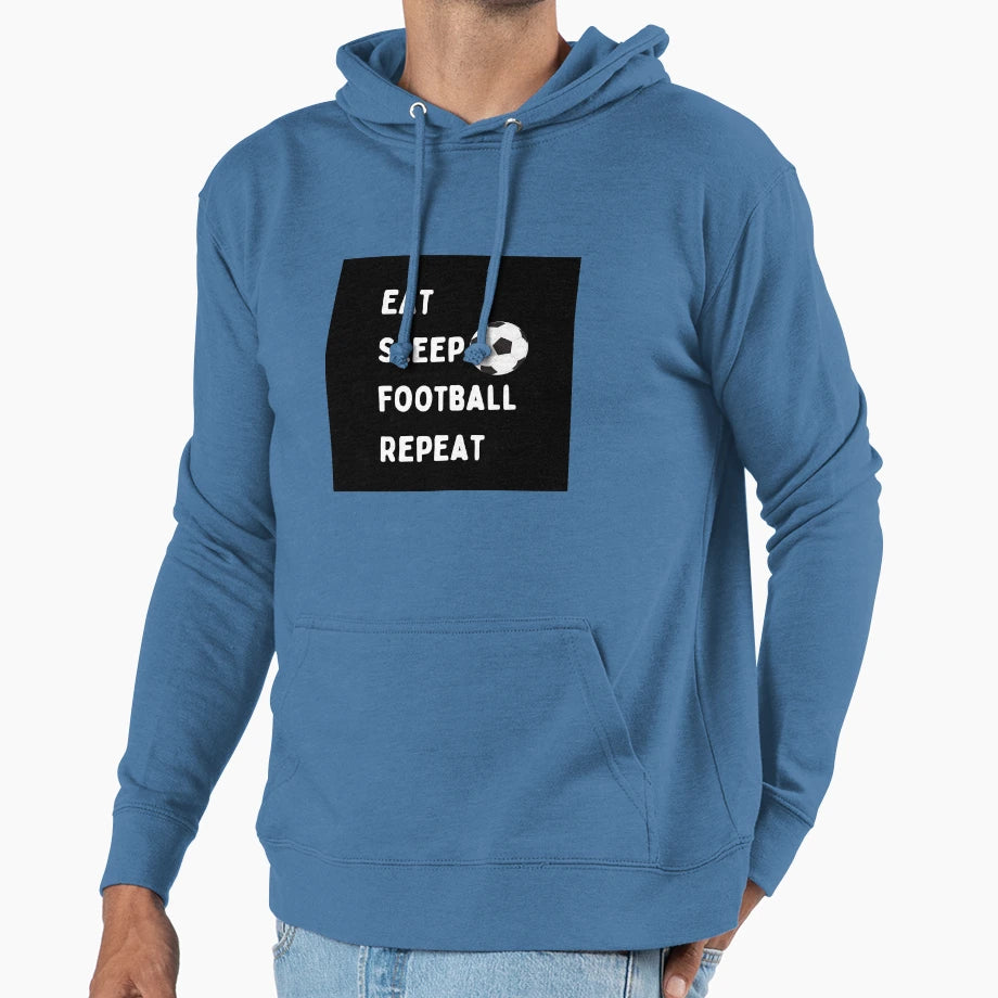 Eat Sleep Football Repeat Hoodie - Casual Everyday Wear for Adults - T-Shirt, Sweatshirt, Hoodie