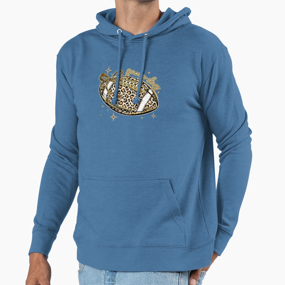 Leopard Glitter Game Day Football America Hoodie - Custom Art Print Unisex - T-Shirt, Sweatshirt, Hoodie