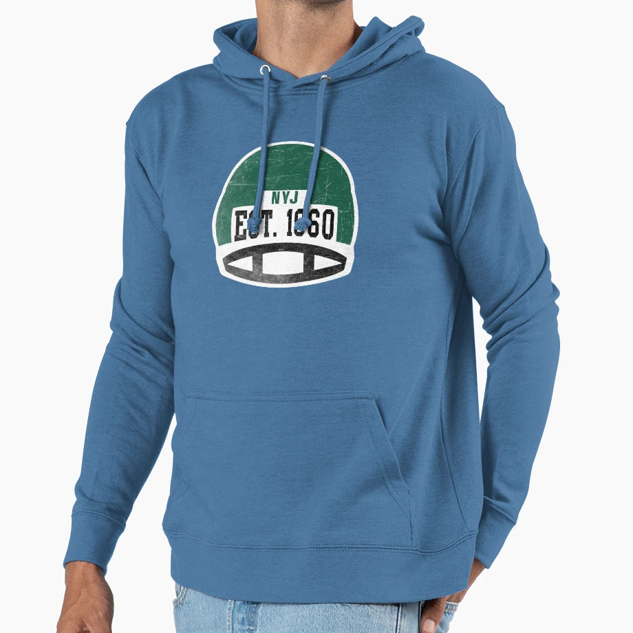 New York Throwback Football Helmet Hoodie - Trendy Graphic for Adults - T-Shirt, Sweatshirt, Hoodie