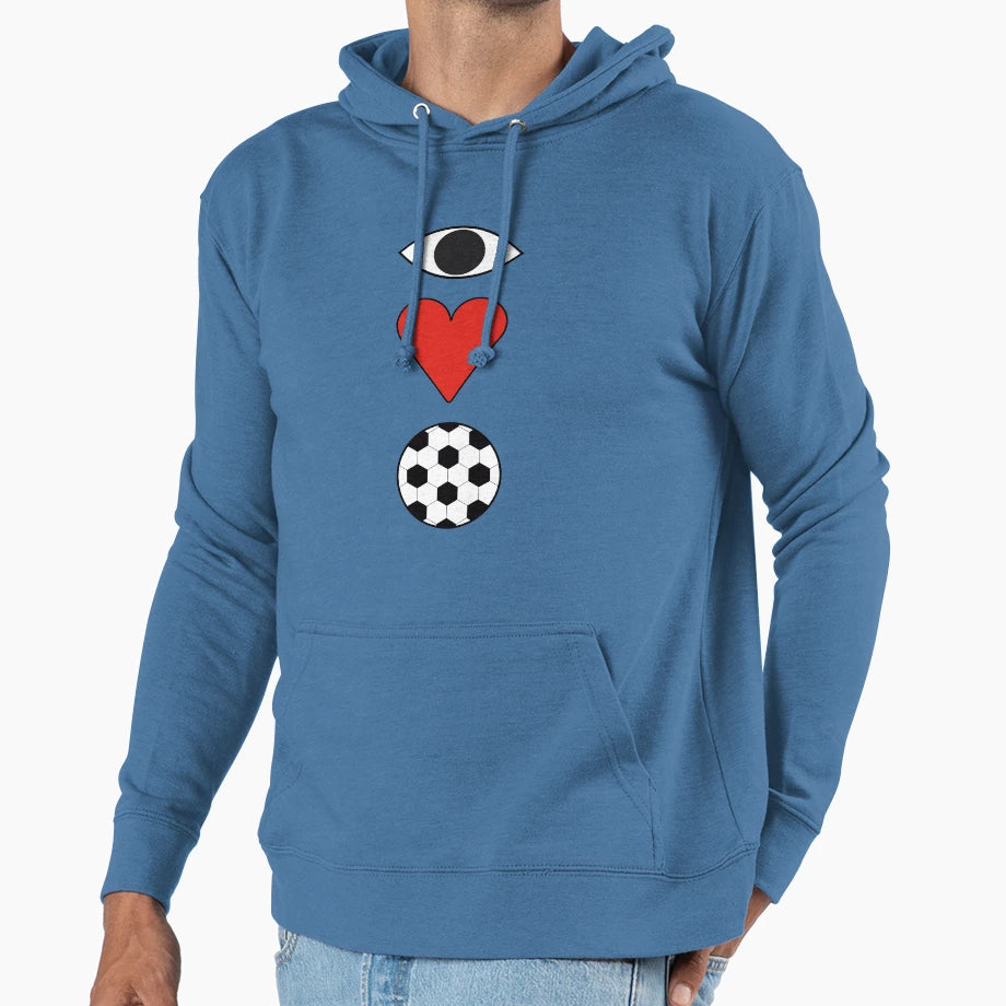 Eye Heart Soccer Hoodie - Custom Art Print for Adults - T-Shirt, Sweatshirt, Hoodie