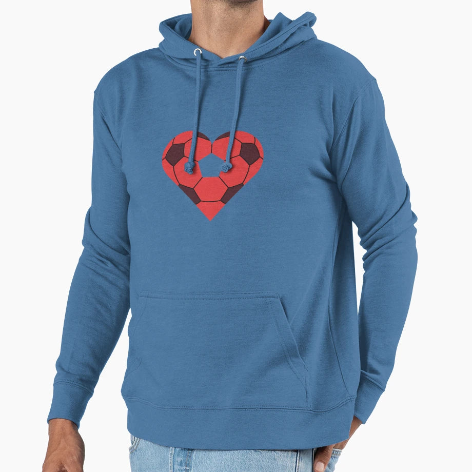 Soccer Heart Valentines Day Hoodie - Aesthetic Graphic Unisex - T-Shirt, Sweatshirt, Hoodie