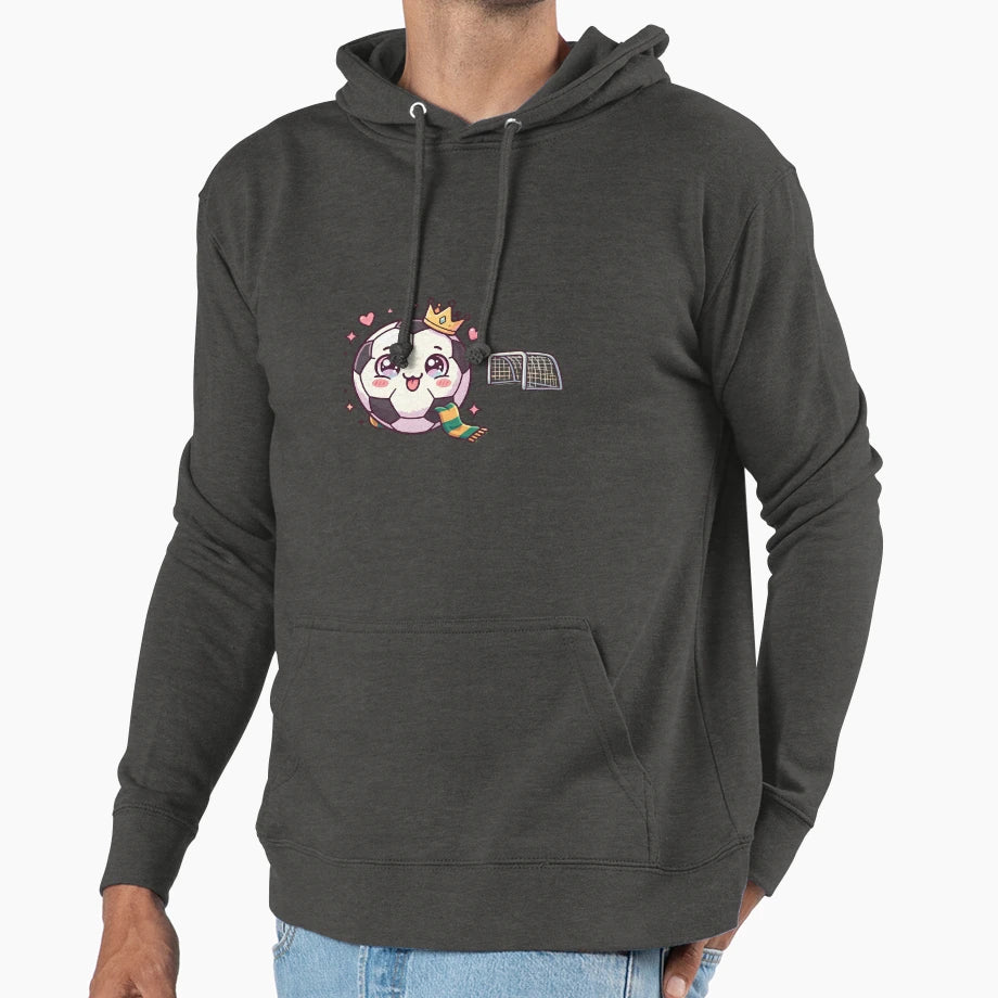 Kawaii Soccer Ball King Crown Stadium Hoodie - Unique Graphic Men Women - T-Shirt, Sweatshirt, Hoodie