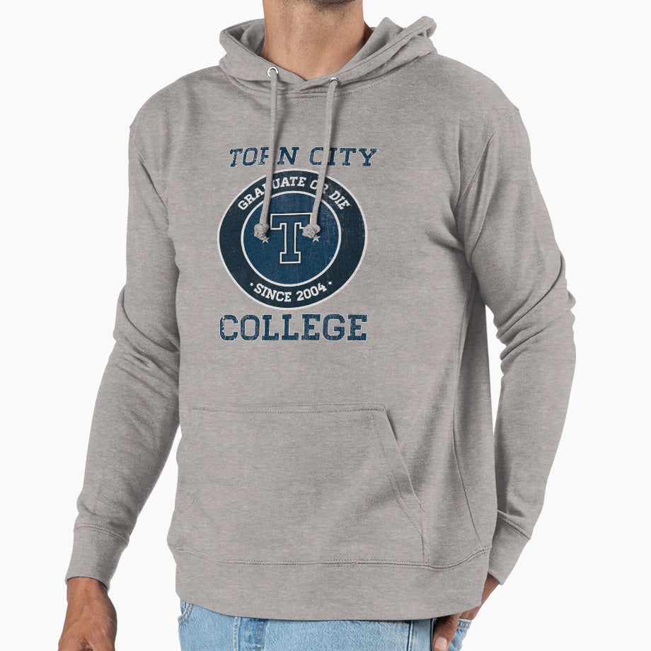 Torn College Logo Hoodie - Streetwear Style Unisex - T-Shirt, Sweatshirt, Hoodie
