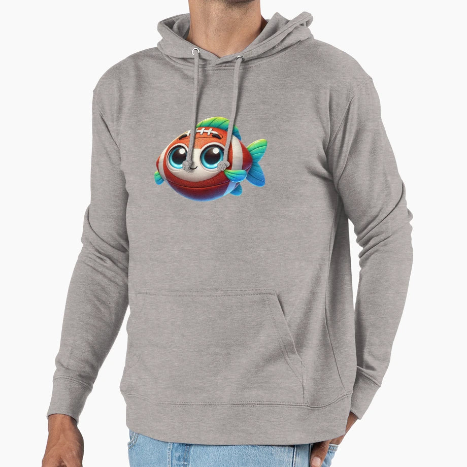 Adorable Football Fish Hoodie - Novelty Apparel Men Women - T-Shirt, Sweatshirt, Hoodie