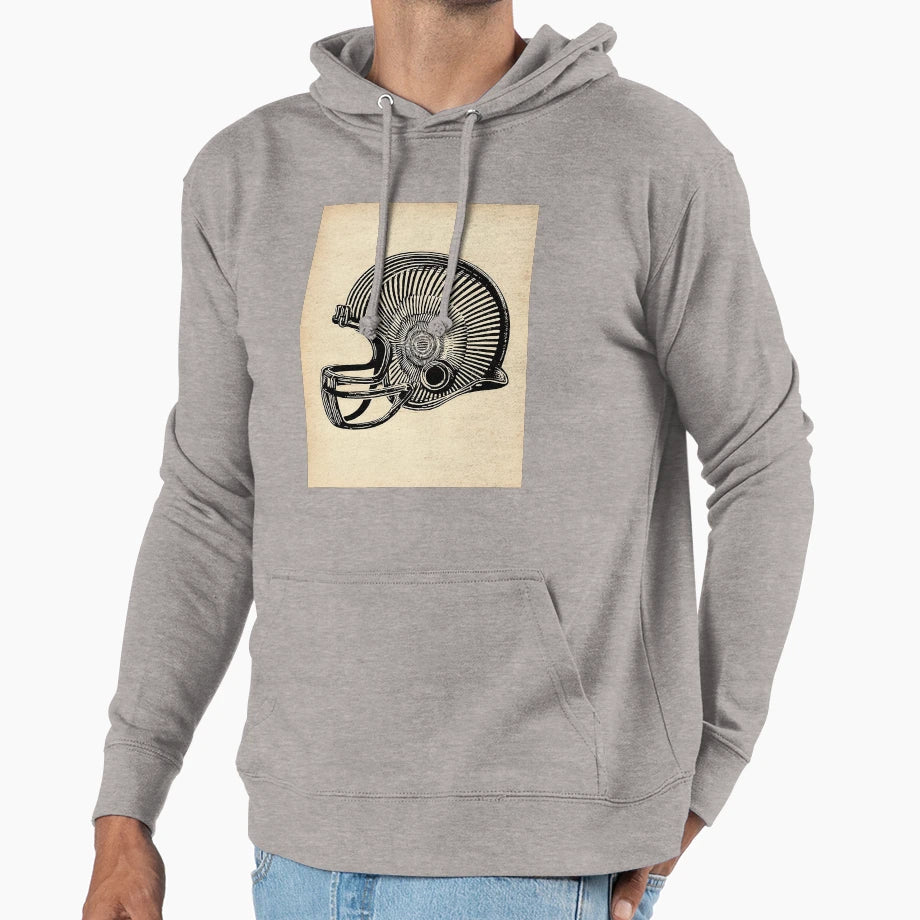 Football Helmet Illustration Hoodie - Casual Everyday Wear Men Women - T-Shirt, Sweatshirt, Hoodie