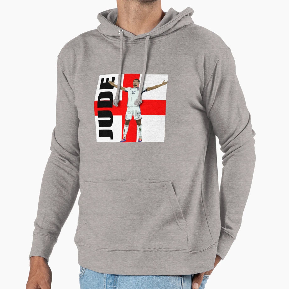 Jude Bellingham England Flag Hoodie - Aesthetic Graphic Unisex - T-Shirt, Sweatshirt, Hoodie