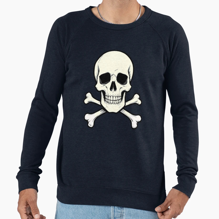 Skull And Crossbones Halloween Gothic Sweatshirt - Minimalist Print Unisex - T-Shirt, Sweatshirt, Hoodie