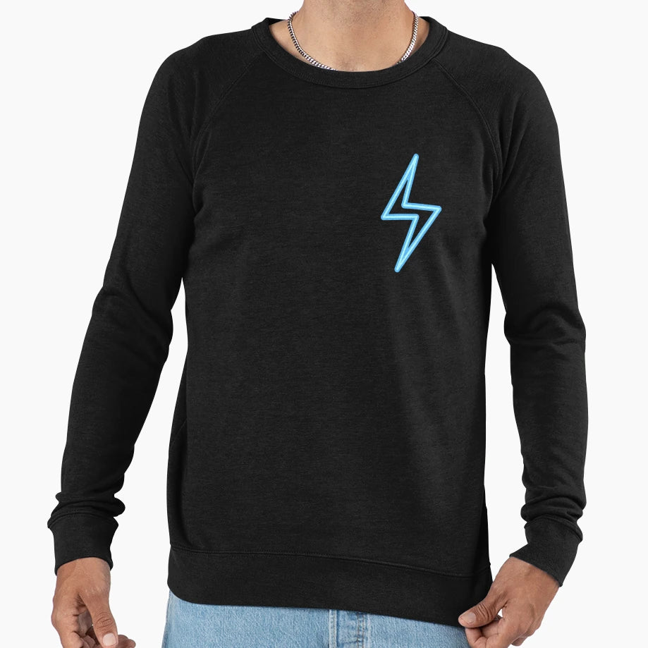 Blue Neon Lightning Bolt Sweatshirt - Fun Novelty Design for Adults - T-Shirt, Sweatshirt, Hoodie