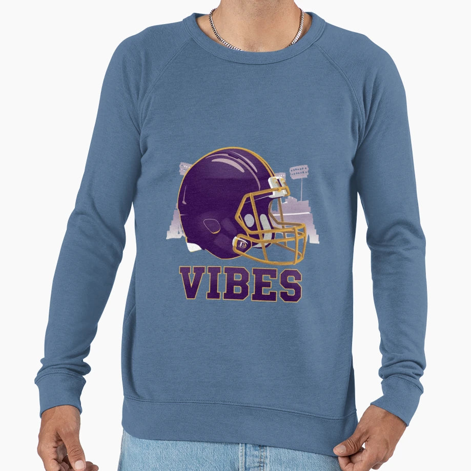 Purple Gold Helmet Game Day Vibes Sweatshirt - Novelty Apparel Unisex - T-Shirt, Sweatshirt, Hoodie