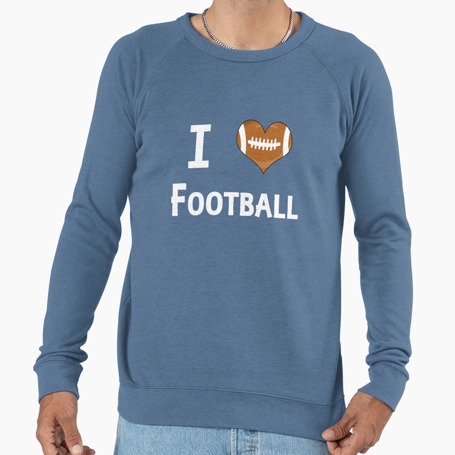 I Love Football Heart Ball Fan Sweatshirt - Unique Graphic for Adults - T-Shirt, Sweatshirt, Hoodie