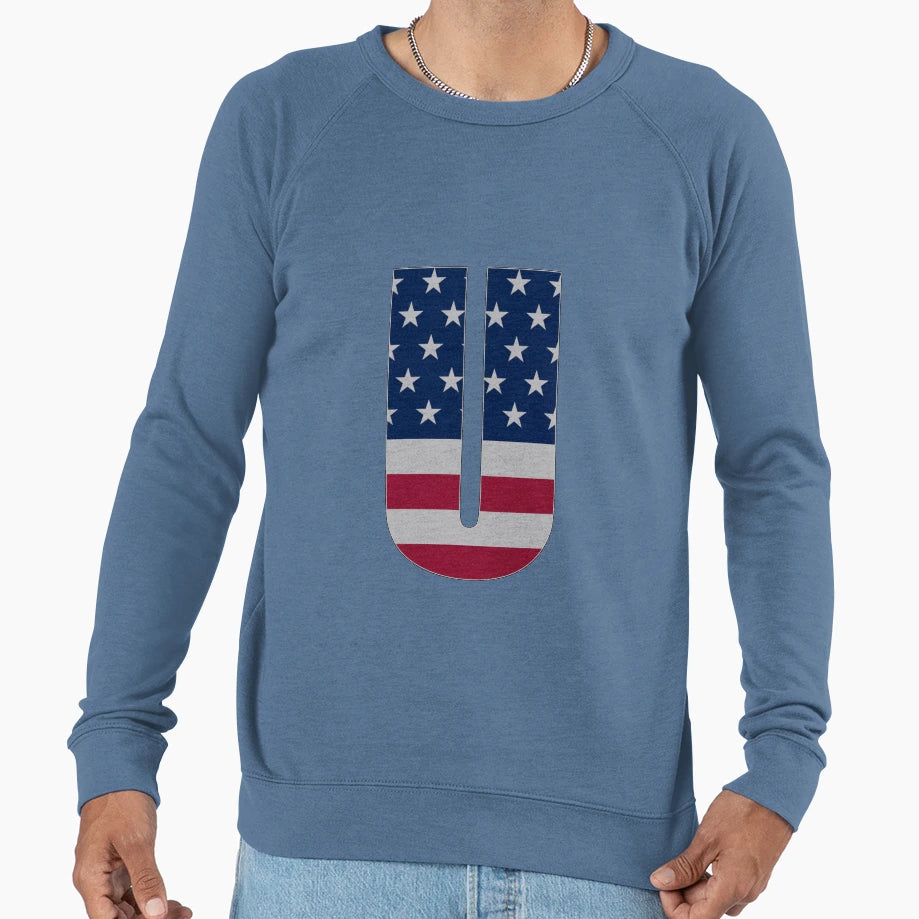 Us Flag Monogram Letter U 4Th Sweatshirt - Custom Art Print for Adults - T-Shirt, Sweatshirt, Hoodie