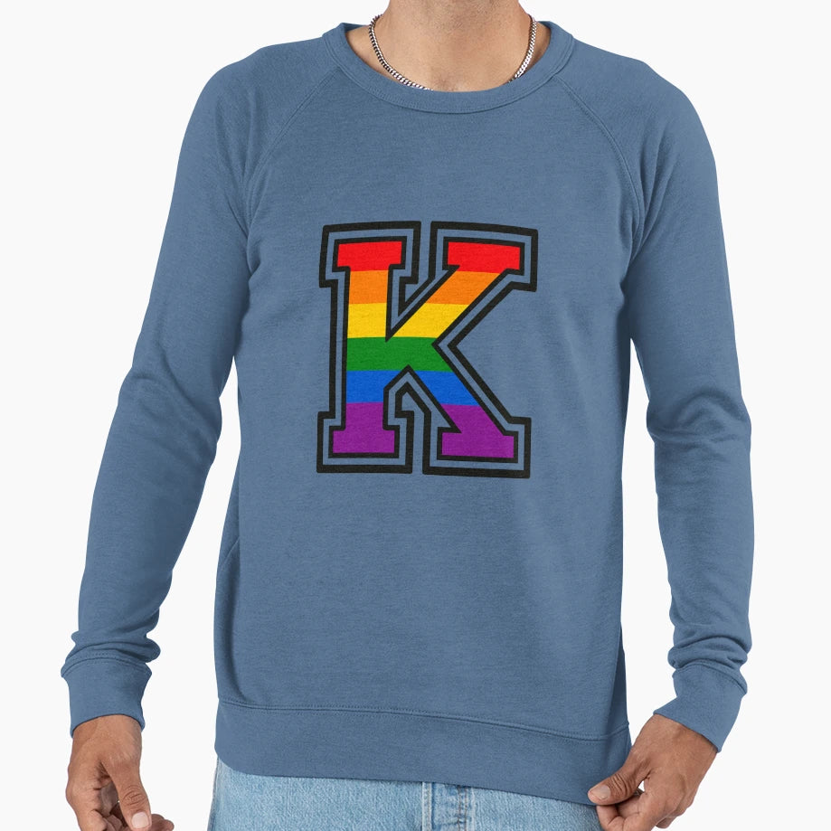 Varsity Gay Pride Letter K Sweatshirt - Minimalist Print for Adults - T-Shirt, Sweatshirt, Hoodie