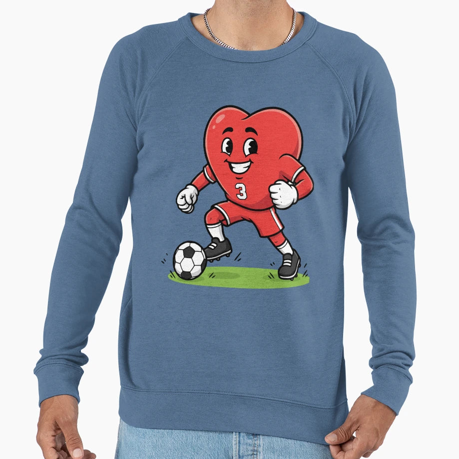Heart Football Player Cartoon Sweatshirt - Casual Everyday Wear Men Women - T-Shirt, Sweatshirt, Hoodie