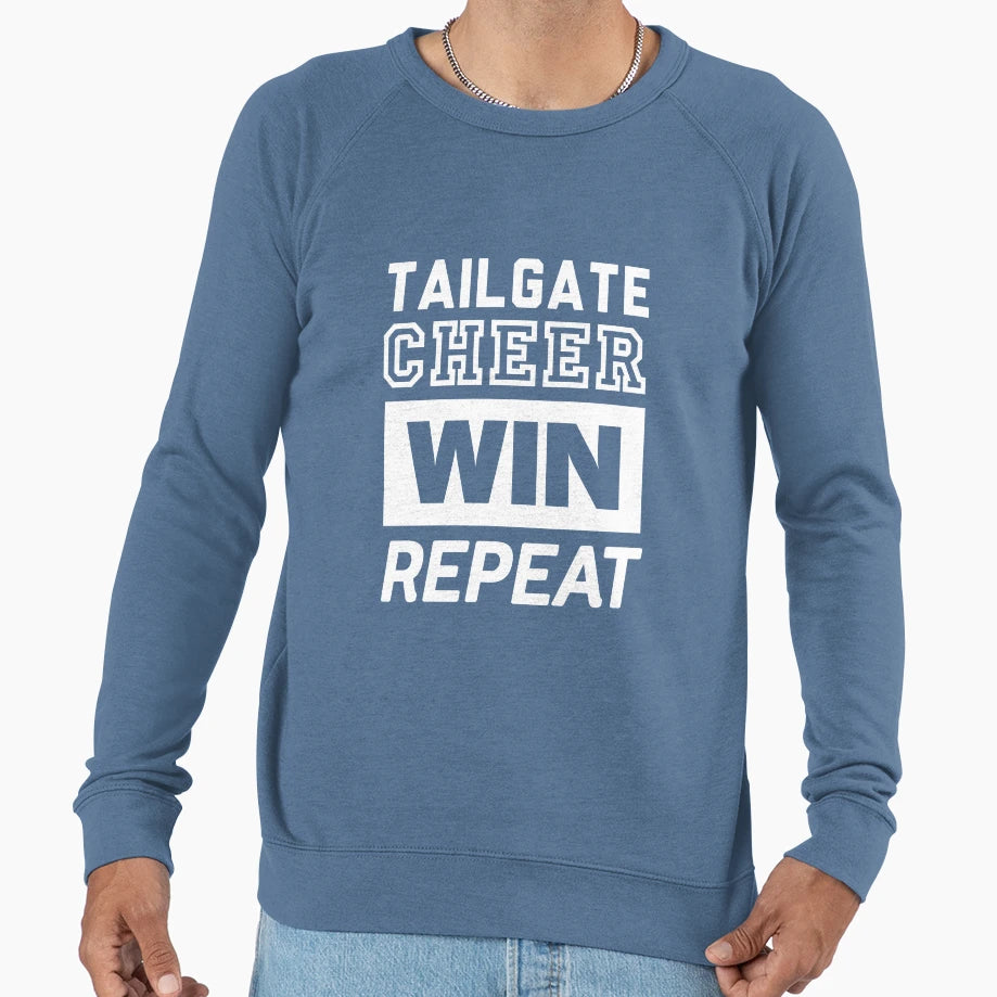 Tailgate Cheer Win Repeat Sweatshirt - Trendy Graphic Men Women - T-Shirt, Sweatshirt, Hoodie