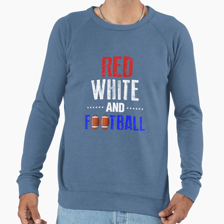 Red White And Football 4Th July Sweatshirt - Casual Everyday Wear Unisex - T-Shirt, Sweatshirt, Hoodie