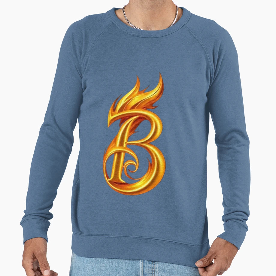 Golden Flame Letter B Luxury 3D Sweatshirt - Novelty Apparel Unisex - T-Shirt, Sweatshirt, Hoodie