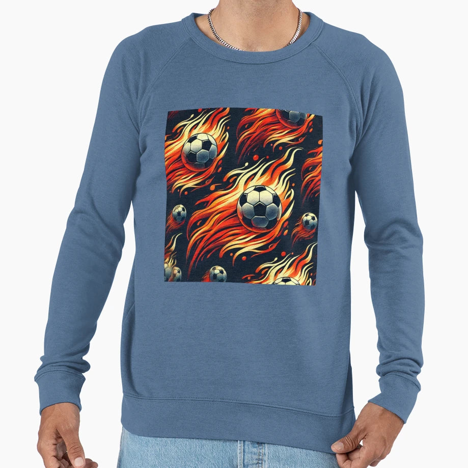 Glory Flames Fiery Soccer Ball Sweatshirt - Fun Novelty Design for Adults - T-Shirt, Sweatshirt, Hoodie
