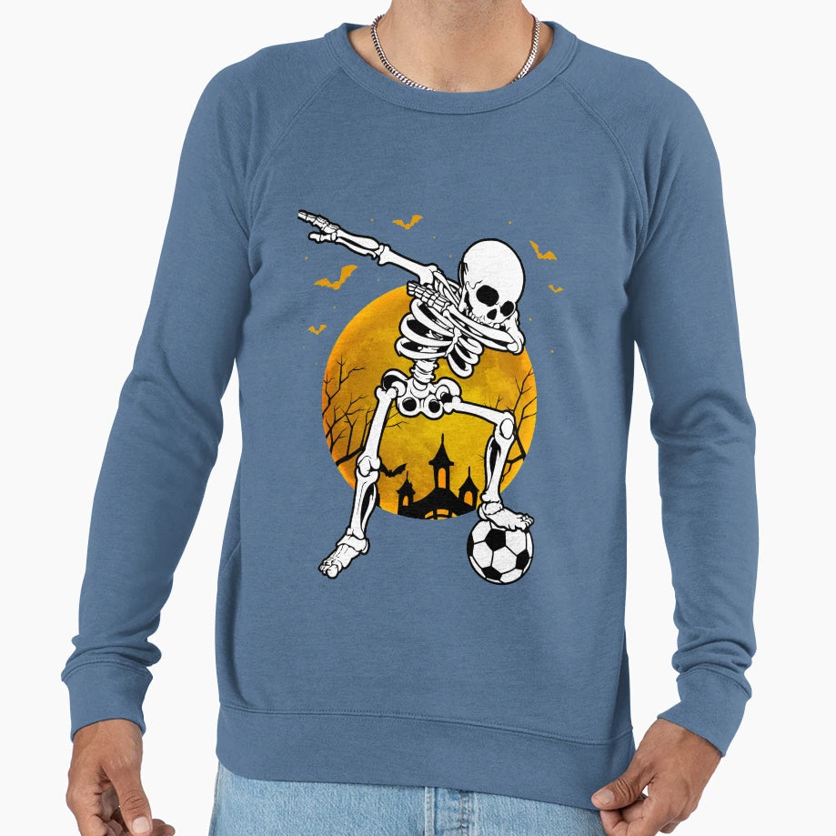 Dabbing Skeleton Soccer Player Sweatshirt - Aesthetic Graphic for Adults - T-Shirt, Sweatshirt, Hoodie