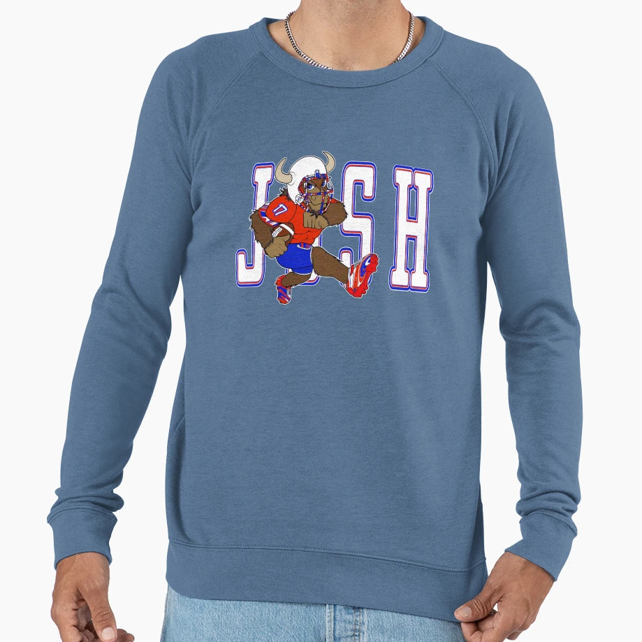 Buffalo Quarterback 17 Cartoon Bold Sweatshirt - Trendy Graphic for Adults - T-Shirt, Sweatshirt, Hoodie