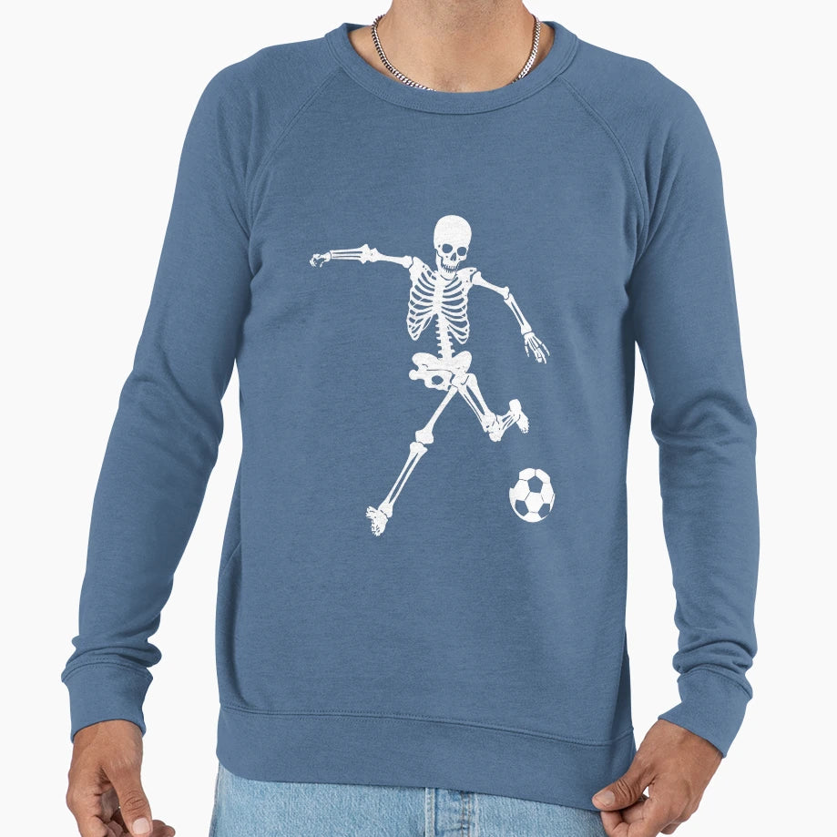 Funny Skeleton Playing Soccer Sweatshirt - Novelty Apparel for Adults - T-Shirt, Sweatshirt, Hoodie