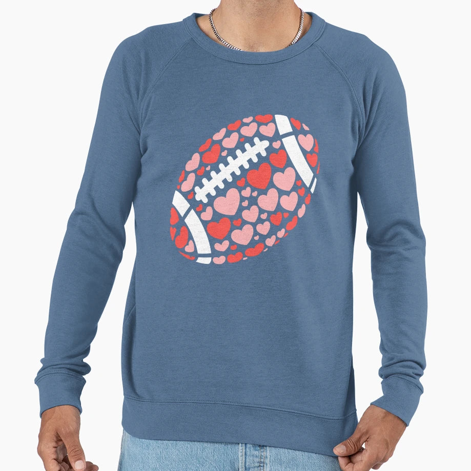 Heart Patterned Football Sweatshirt - Fun Novelty Design Unisex - T-Shirt, Sweatshirt, Hoodie