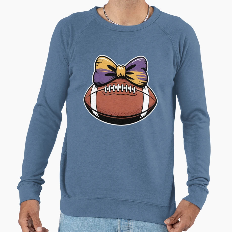 Purple Yellow Gold Football Coquette Sweatshirt - Trendy Graphic Men Women - T-Shirt, Sweatshirt, Hoodie