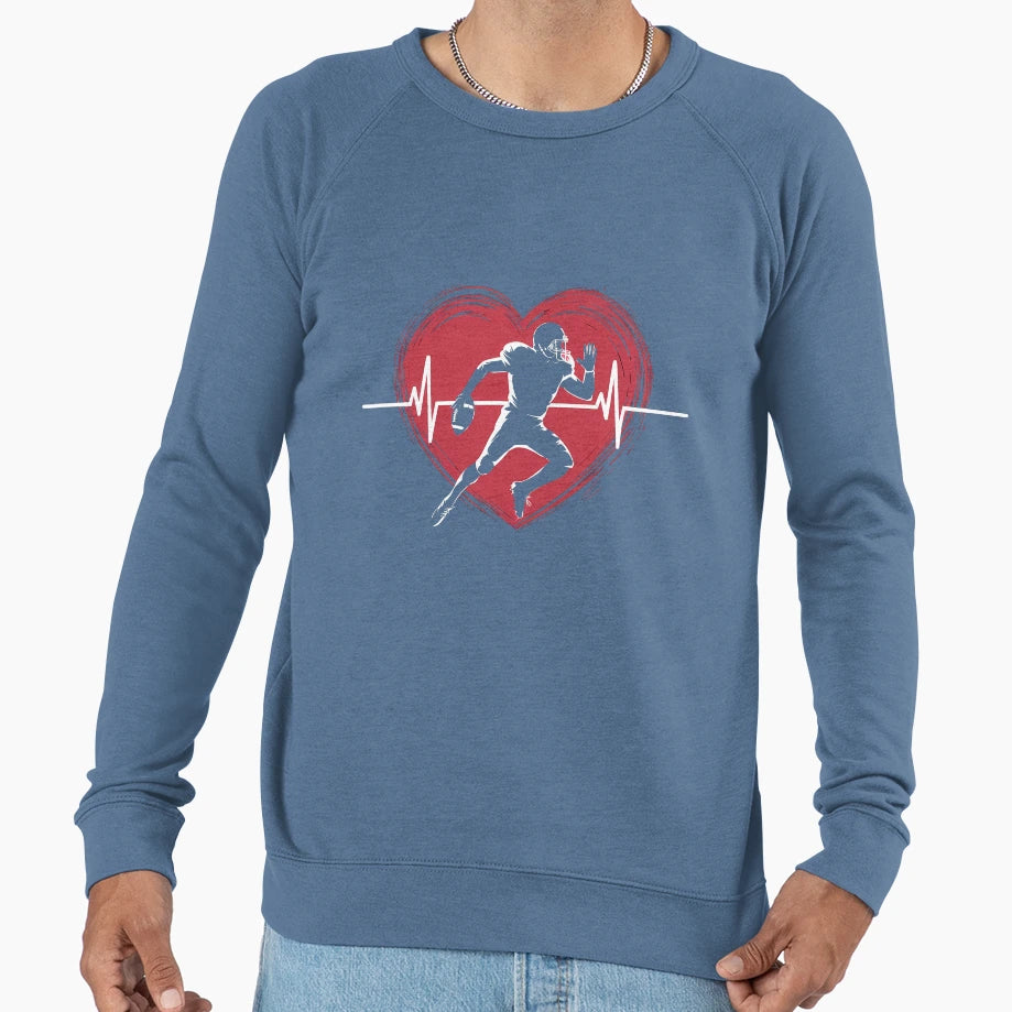 American Football Player Heart And Sweatshirt - Minimalist Print Unisex - T-Shirt, Sweatshirt, Hoodie