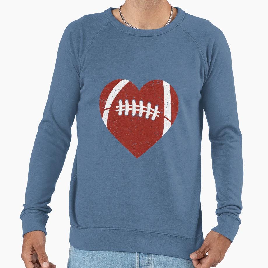 American Football Heart Gift Sweatshirt - Casual Everyday Wear Unisex - T-Shirt, Sweatshirt, Hoodie