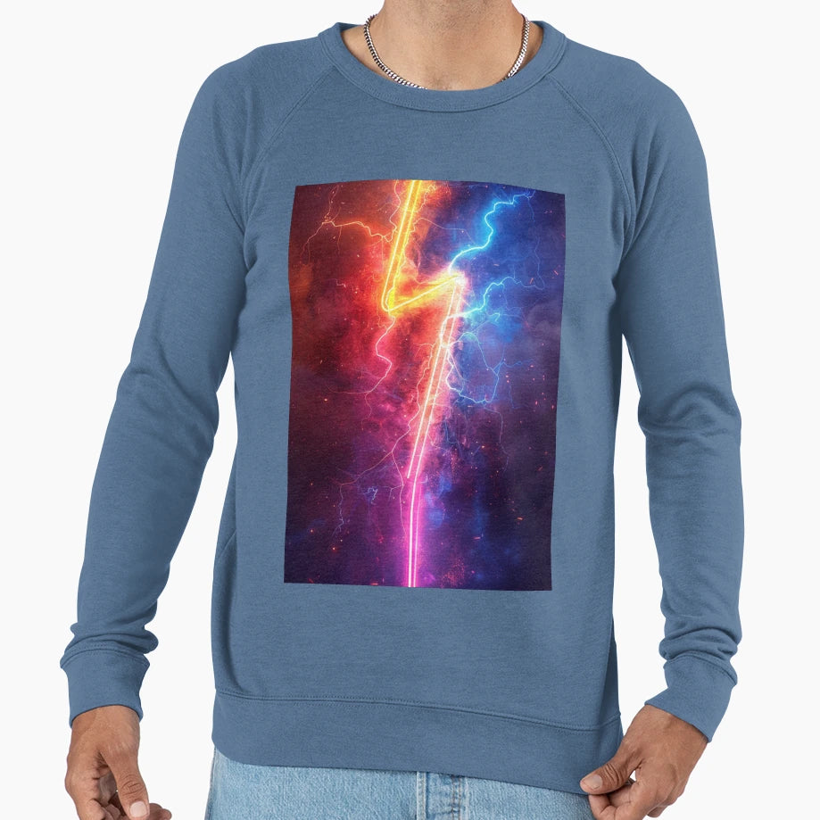 Neon Lightning Bolt Illustration Sweatshirt - Trendy Graphic Unisex - T-Shirt, Sweatshirt, Hoodie