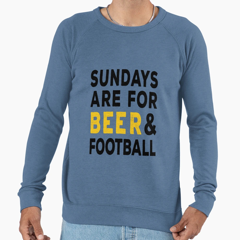 Sundays Are Beer And Football Sweatshirt - Minimalist Print Unisex - T-Shirt, Sweatshirt, Hoodie