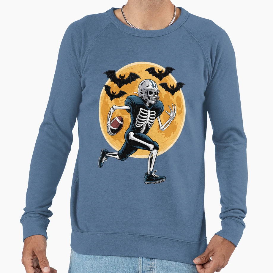 Football Skeleton Halloween Sweatshirt - Unique Graphic Men Women - T-Shirt, Sweatshirt, Hoodie