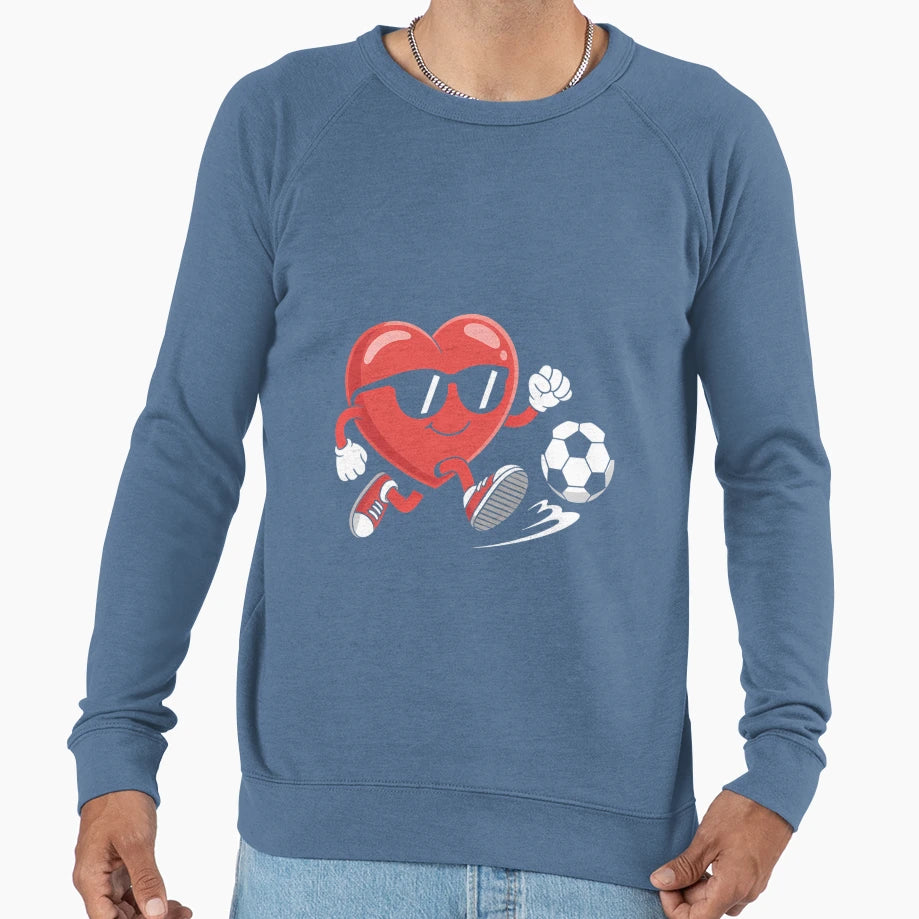 Heart Playing Soccer Valentines Sweatshirt - Aesthetic Graphic Men Women - T-Shirt, Sweatshirt, Hoodie