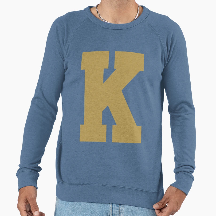 Alphabet Gold K Sports Letter K Sweatshirt - Trendy Graphic for Adults - T-Shirt, Sweatshirt, Hoodie