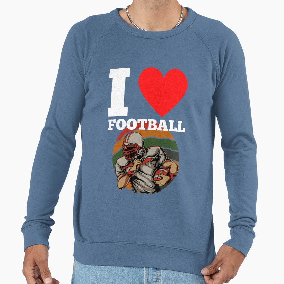I Love American Football Heart Sweatshirt - Minimalist Print Unisex - T-Shirt, Sweatshirt, Hoodie